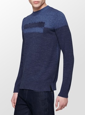 特 简约大师JEANS 时尚渐变 ZG1390提花字母超帅针织衫Q259