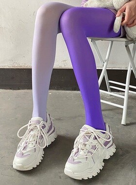 80D天鹅绒双色连裤袜AB拼色丝袜女袜鸳鸯丝袜子春秋微透打底裤袜