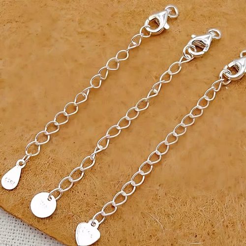 S925银项链延长链爱心龙虾扣