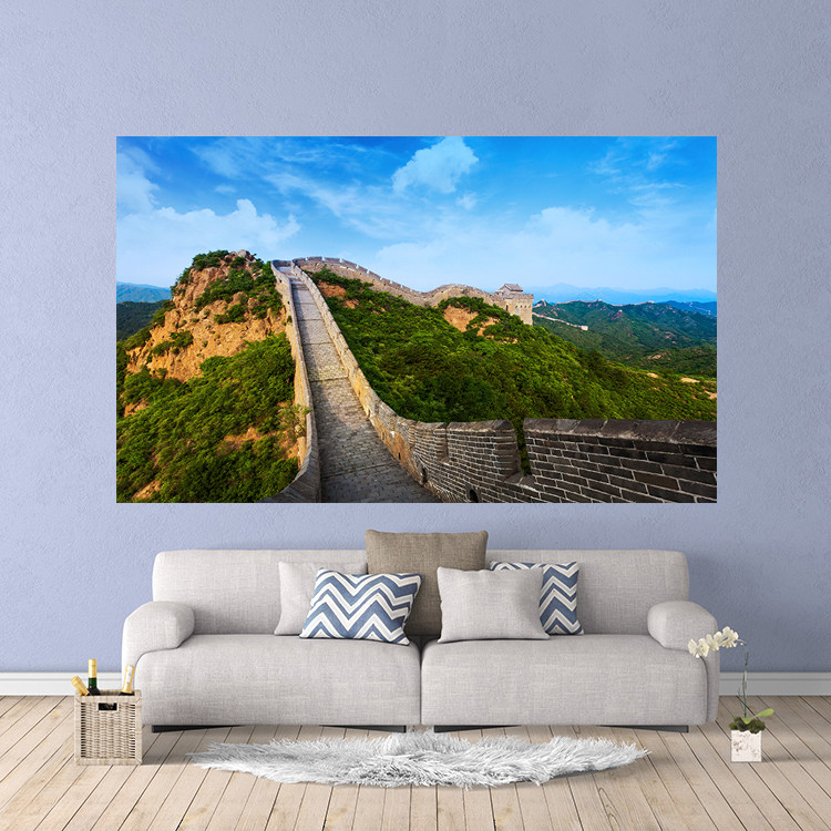 高清晰横版蓝天白云有山无水长城风景沙发背景墙壁防水装饰贴图画,家居饰品,现代装饰画,淘宝优惠券,粉丝福利购,淘宝优惠卷