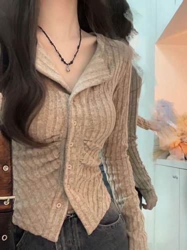 辣妹设计感短款针织上衣女