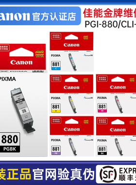 佳能PGI-880PGBK原装CLI-881BK C M Y PB墨盒TS 708t 6180 6280 6380 8180 8280 8380 9180 9580 TR8580 墨水