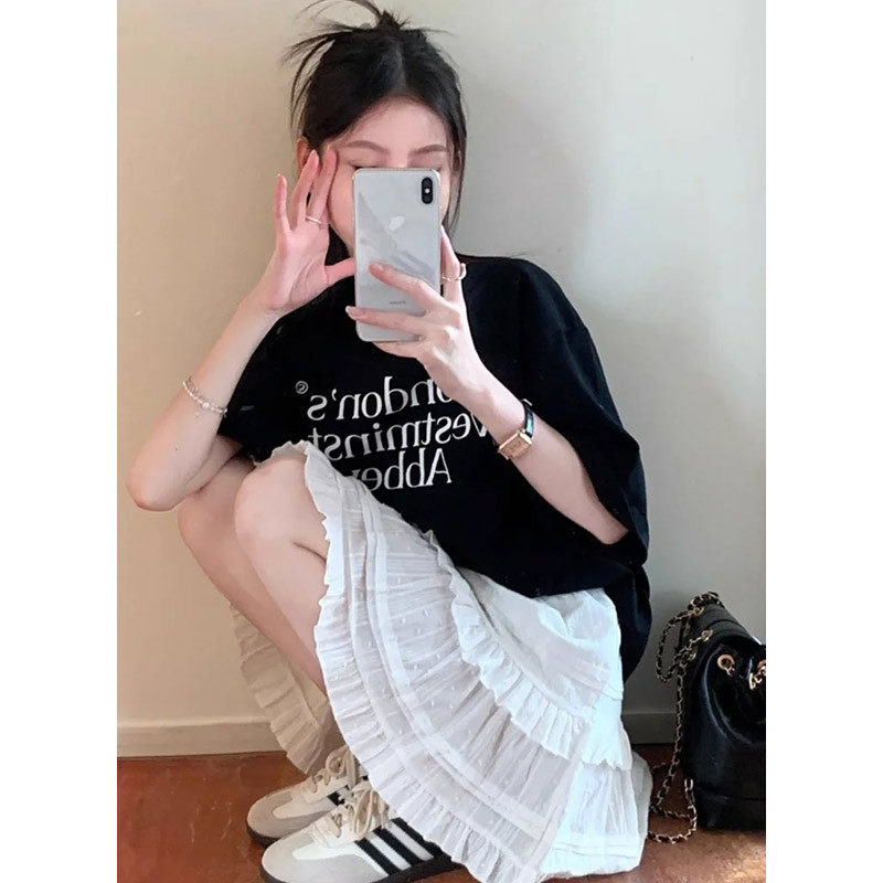 白色蕾丝短裙女春夏季2026新款芭蕾风蛋糕裙高腰a字蓬蓬半身裙子