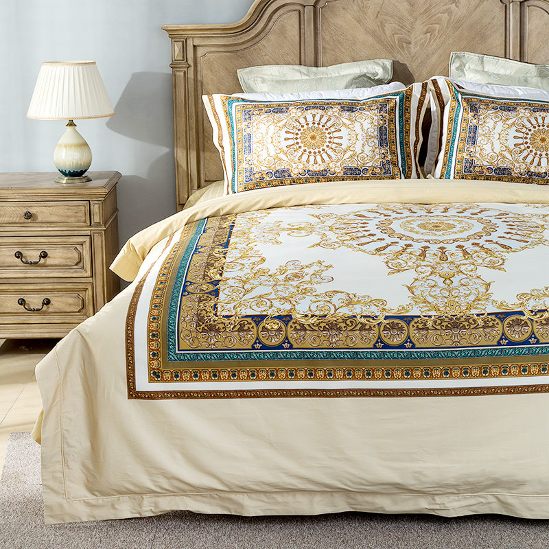 100 pure cotton Satin Four piece suit bedding European style bedding Four piece suit pure cotton Cotton Digital printing High-endin the Bedclothes , Bedding Sets/Family of four/Multiple sets of  category - from Buy2taobao.com to provide professional Taobao agent buy service