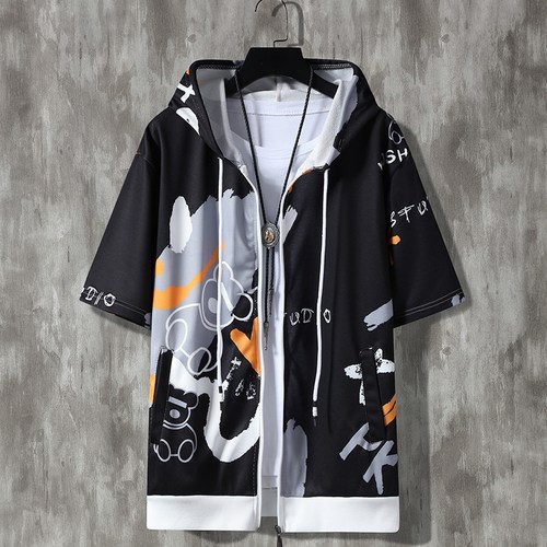 多巴胺短袖开衫潮卫衣