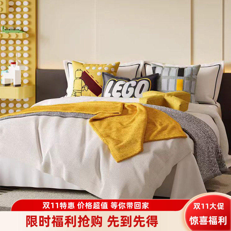 样板房间家居展厅黄色系儿童男孩房卡通童趣床上用品十件套可定制