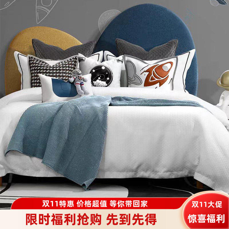 样板房间家具展厅儿童房男孩房蓝色宇宙太空火箭床上用品十一件套