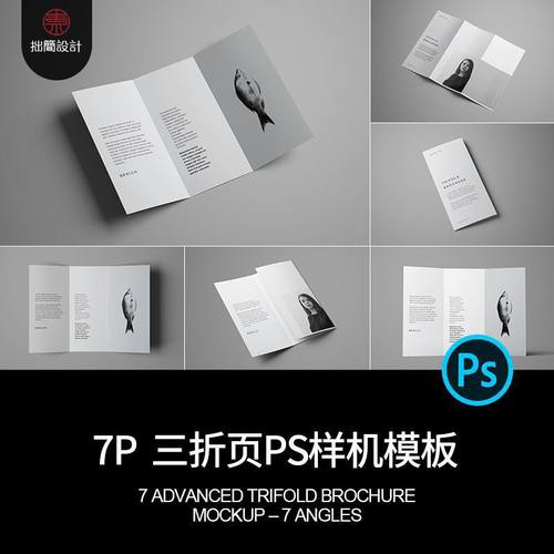 简约三折页样机PSD产品手册7P三折页款模板3效果贴图折页产品手册