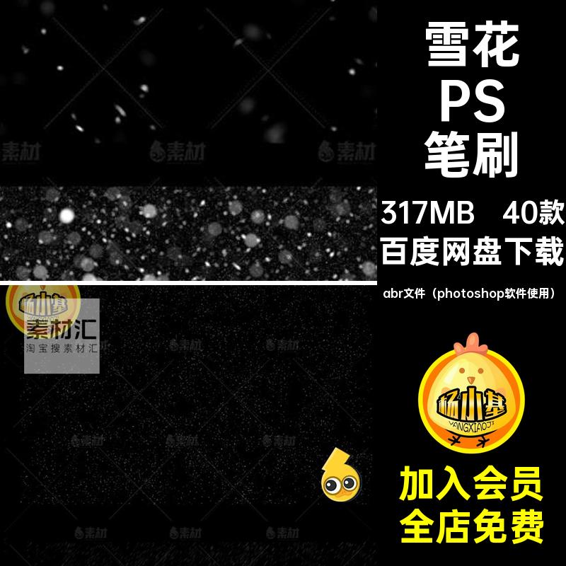 下雪效果大雪花飘雪白色圣诞节冬季冬天暴雪ps笔刷背景图片素材