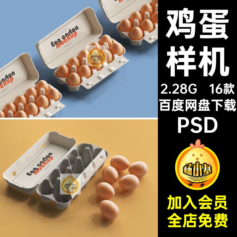 鸡蛋纸盒子样机效果图外包装贴图LOGO品牌提案PSD16款VIpsd样机