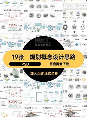 前期景观设计理念PSD提取素材分析图主题演变19张概念设计思路