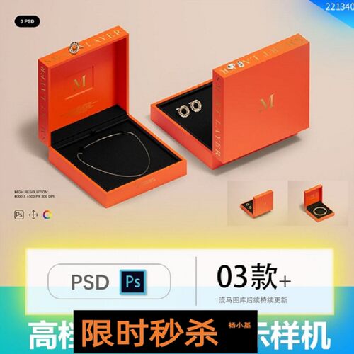03款 耳环盒样机礼盒包装盒手链高档PSD珠宝盒耳钉项链首饰