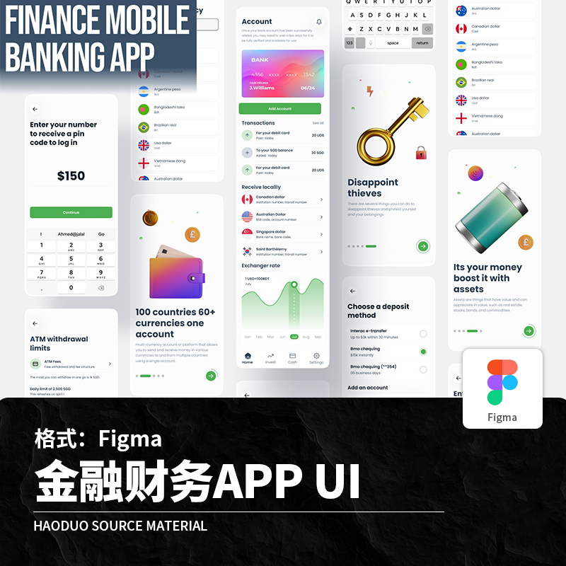 整套商务金融财务理财投资APP程序UI界面Figma模板设计素材