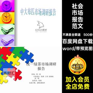 500份调研报告范文文本社会素材大学生模板营销word调查方案问卷