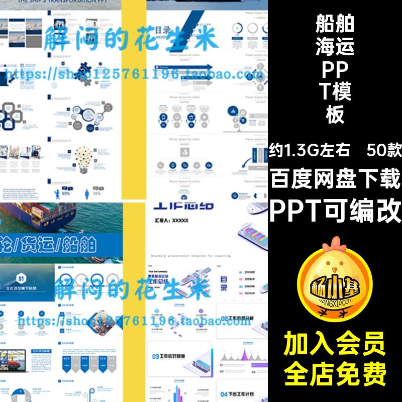 交通海运PPT模板PPT可编改ppt港口船舶河运航运码头物流运输邮