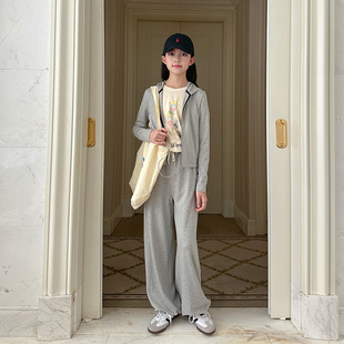 gugumini童装春夏女童中大童轻盈薄款超亲肤舒适云感运动外套套装