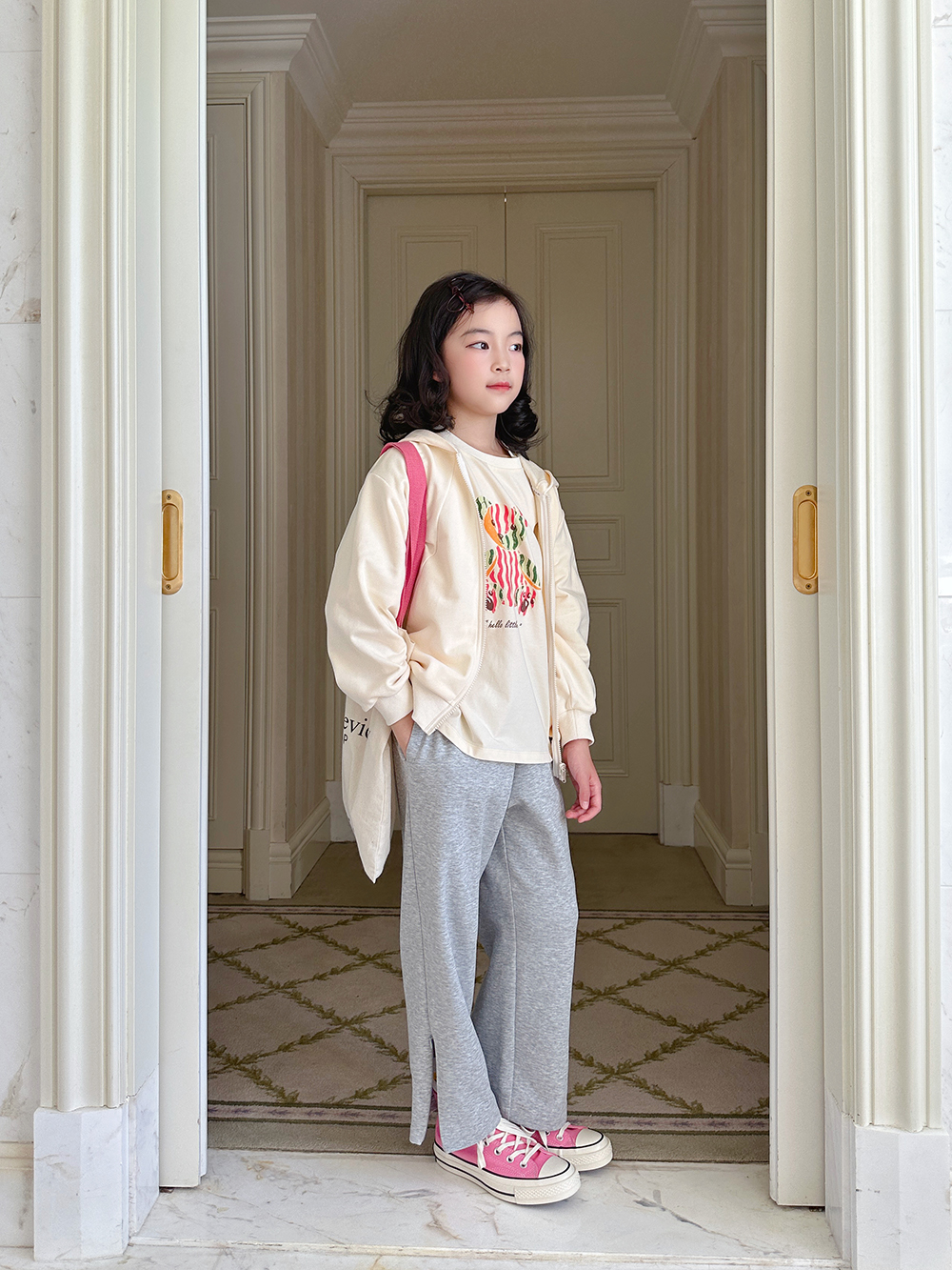 gugumini春款女童全棉卫衣开衫