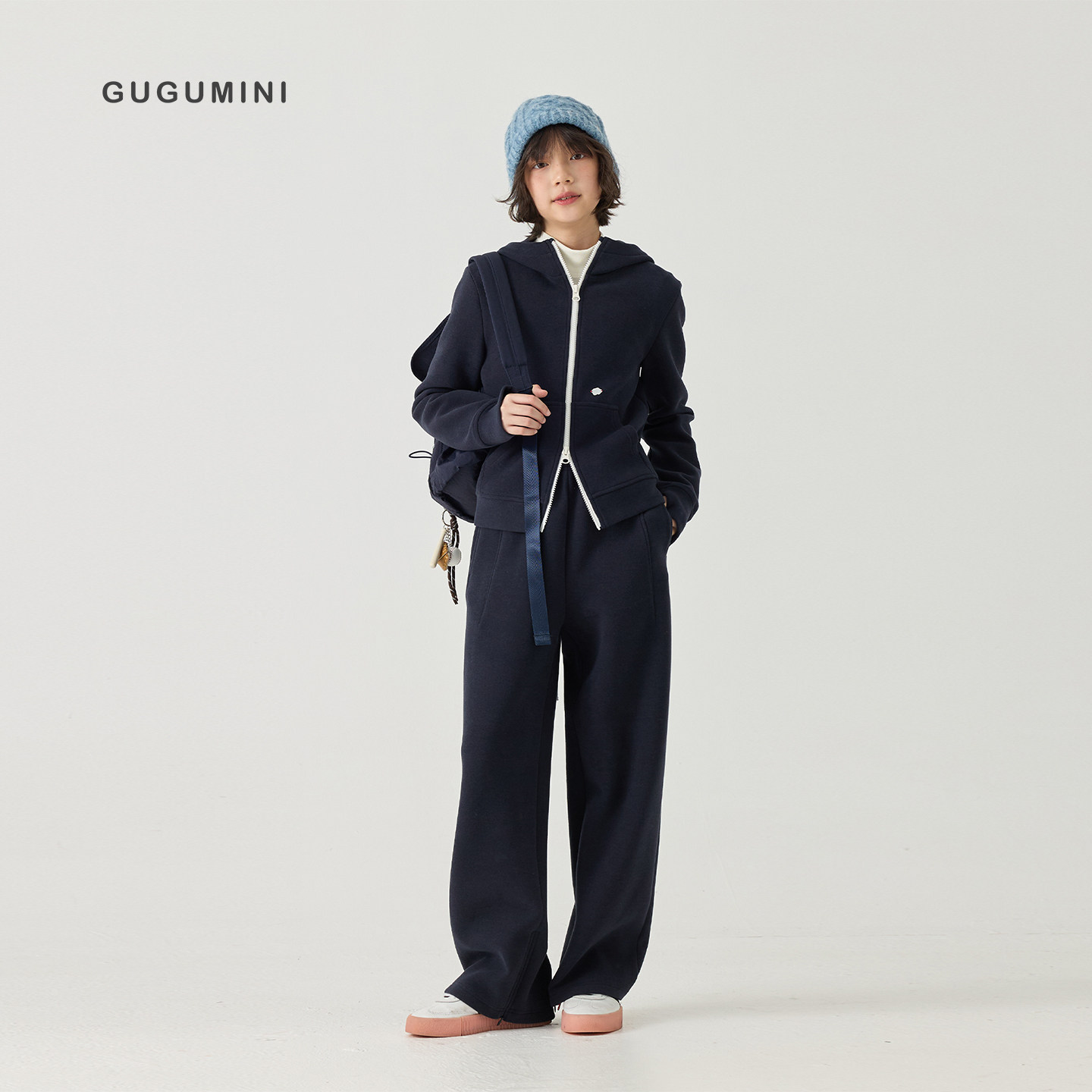 gugumini童装2026秋冬女童加绒加厚超亲肤保暖双面羊毛绒运动套装