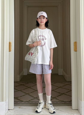 gugumini童装2025夏季女童全棉薄款太阳花笑脸印花宽松版短袖T恤