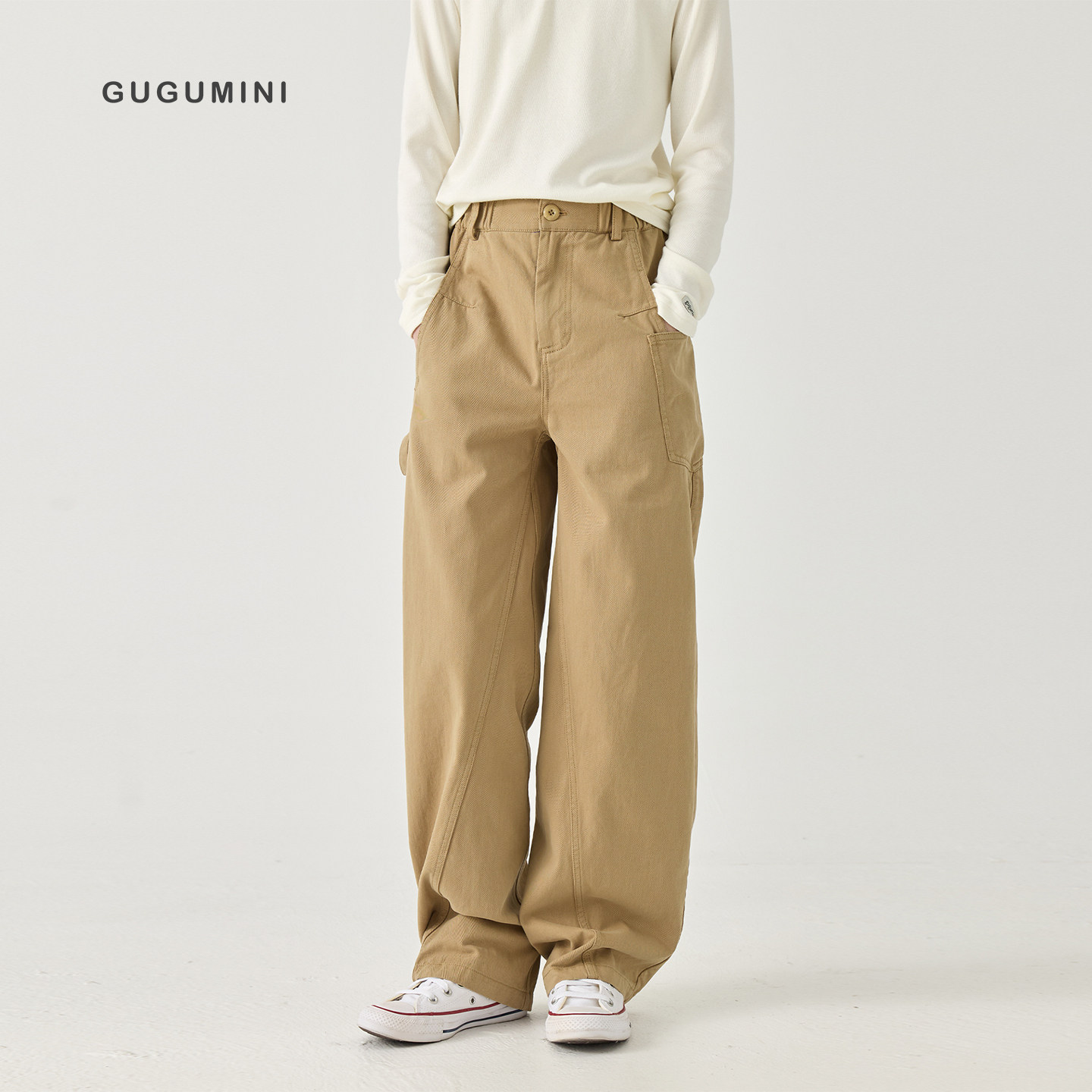 gugumini童装秋季全棉水洗工装裤图片
