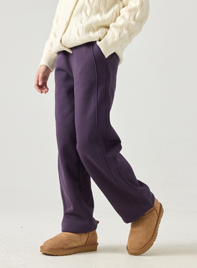 gugumini童装女童2025冬季加厚柔软舒适一体绒直筒加绒保暖运动裤