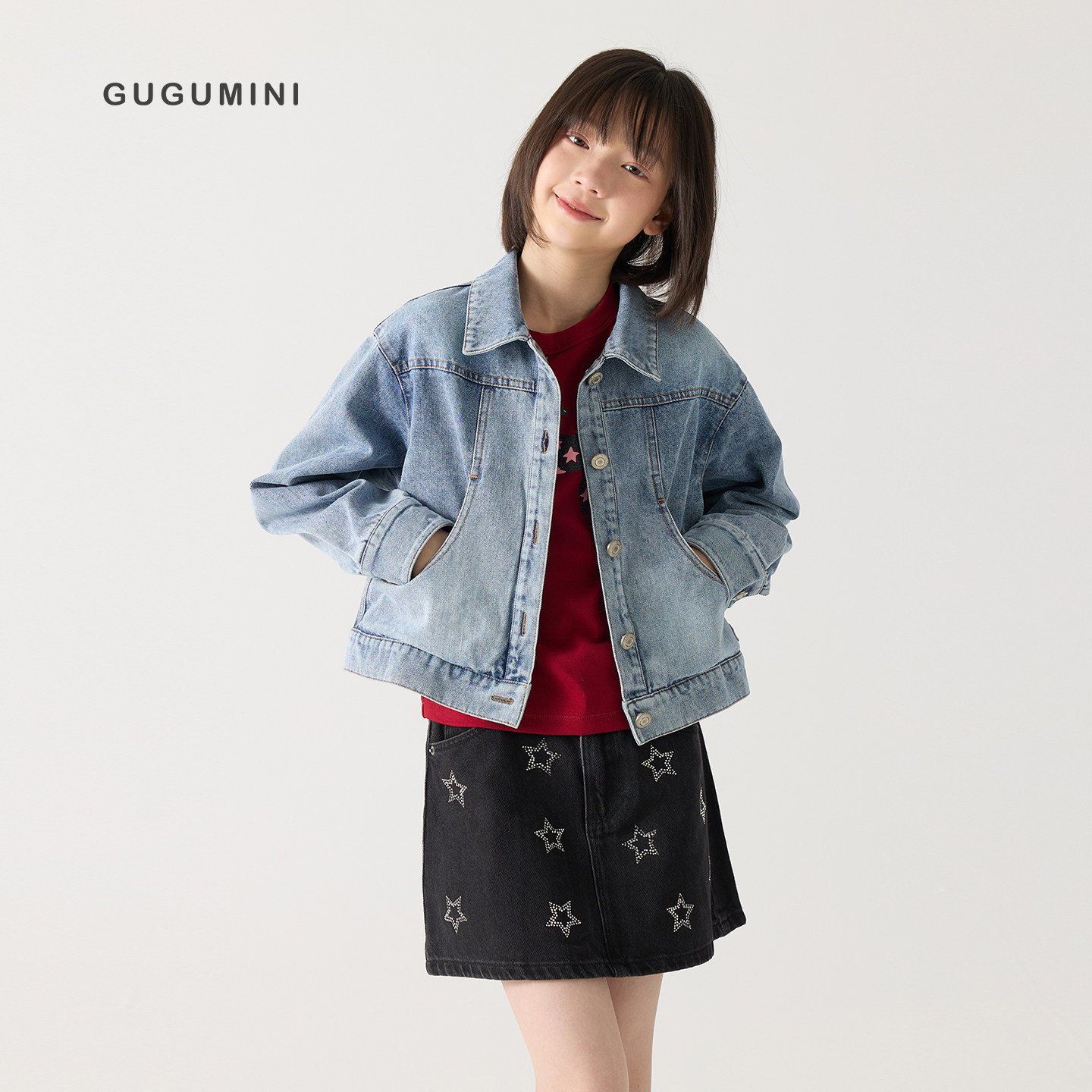 gugumini童装女童2026春新款儿童全棉透气亲肤耐磨百搭牛仔外套,童装/婴儿装/亲子装,儿童牛仔外套,淘宝优惠券,粉丝福利购,淘宝优惠卷