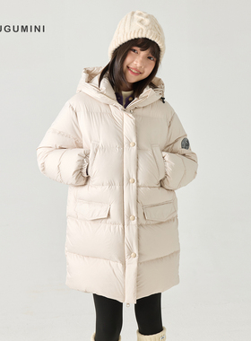 古古家童装2025冬女童超厚超蓬松保暖90白鹅绒三防长款羽绒服外套