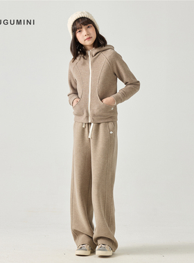 gugumini童装2025秋冬女童学生新款超亲肤保暖羊毛绒加厚运动套装