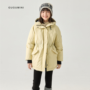 gugumini童装 90白鹅绒超厚实保暖三防抗寒日常派克羽绒服 2025冬季