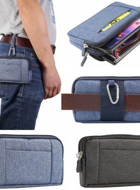 适用于IPHONE11 PRO MAX XS XR 876PLUS NOTES10通用横牛仔布腰包