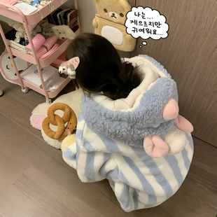 料理鼠王睡衣女秋冬季新款保暖珊瑚绒加绒加厚卡通大码情侣家居服