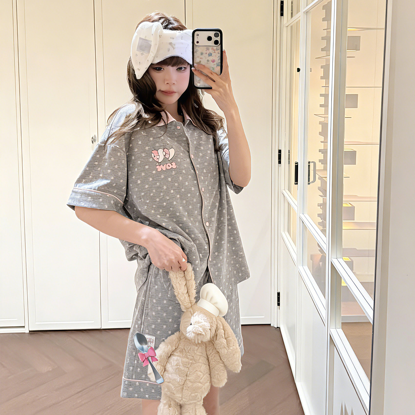 韩系甜美星星睡衣女夏季2026超火新款短袖短裤学生大码家居服套装