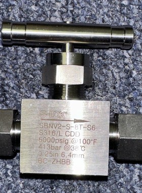S-LOK SBNV2-S-8T-S6 发动机罩针阀 1/2 OD 世伟洛克 REF ss-26vs