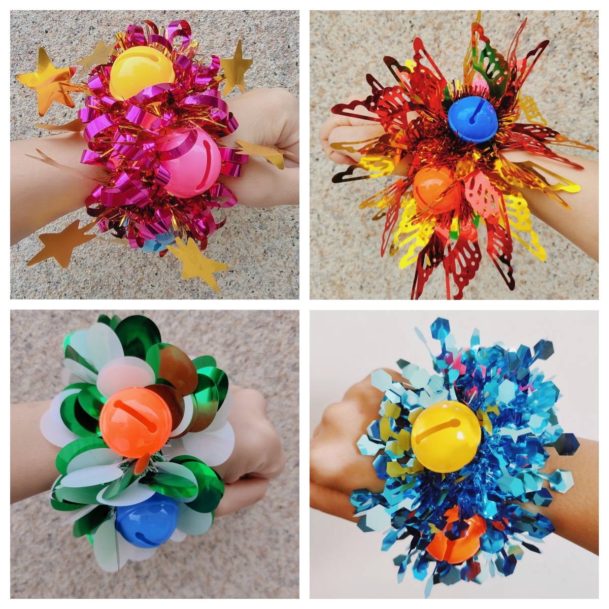 儿童舞蹈手花手腕花铃铛手环花