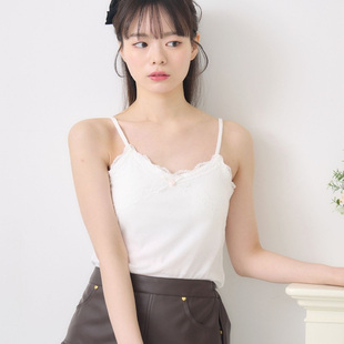 爱心碎花蝴蝶结带胸垫设计 日系甜美风吊带背心女 清新透气四色入