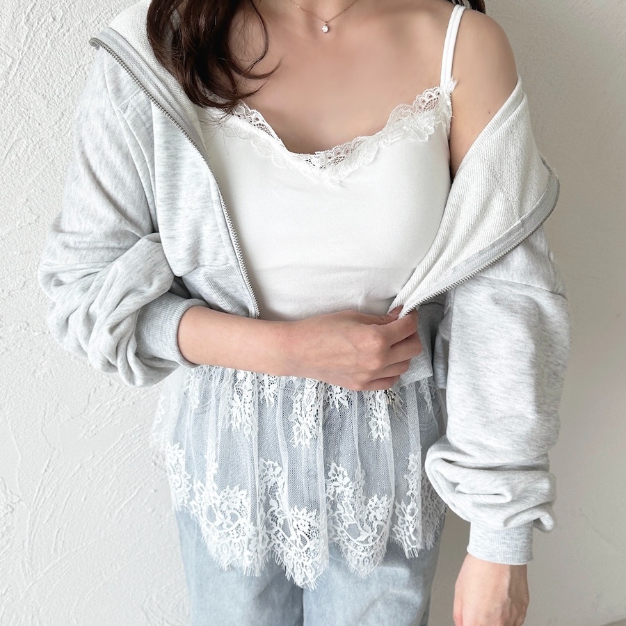 日系蕾丝花边吊带背心女新款纯欲蕾丝花边中长款无袖上衣带胸垫