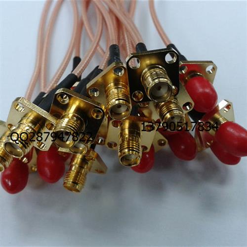 SMA-KKF连接线SMA外螺内孔法兰方板四孔双头RF穿墙固定射频线