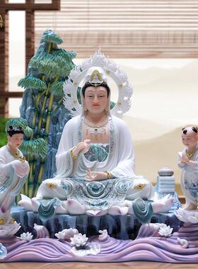 紫竹林观音神像客厅汉白玉中式