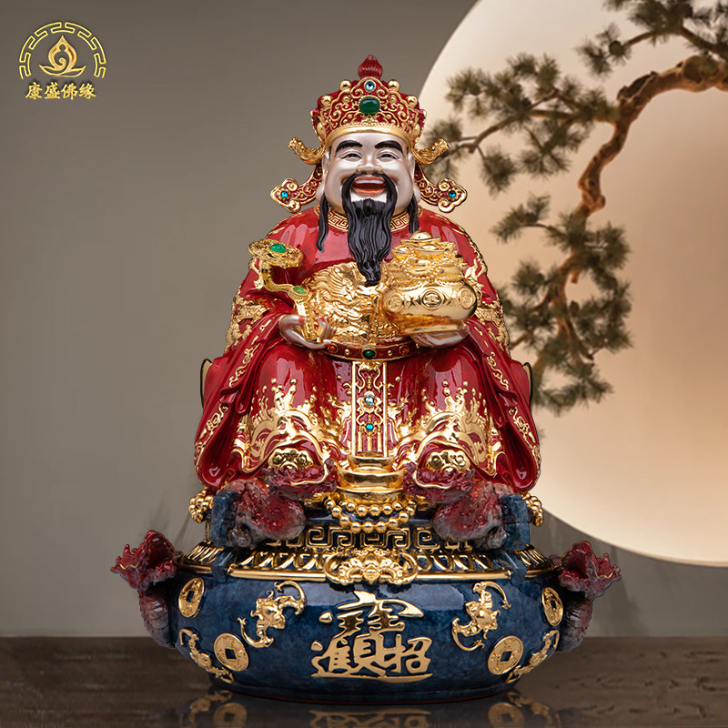 财神爷神像纯铜招财中式客厅摆件
