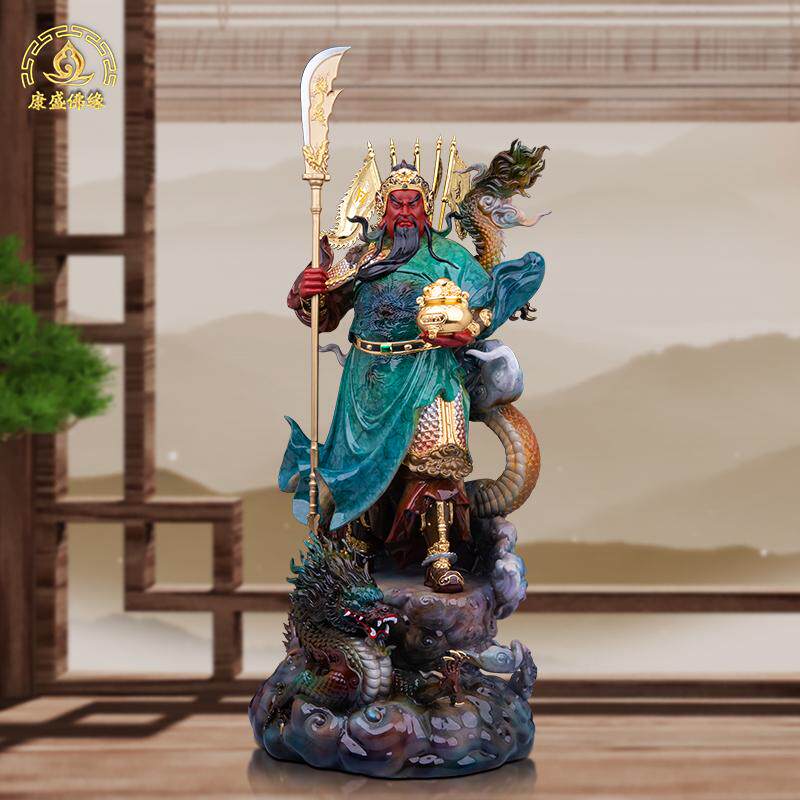 站龙关公铜像客厅纯铜热着色中式