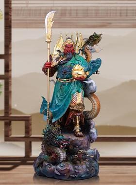 站龙关公铜像客厅纯铜热着色中式