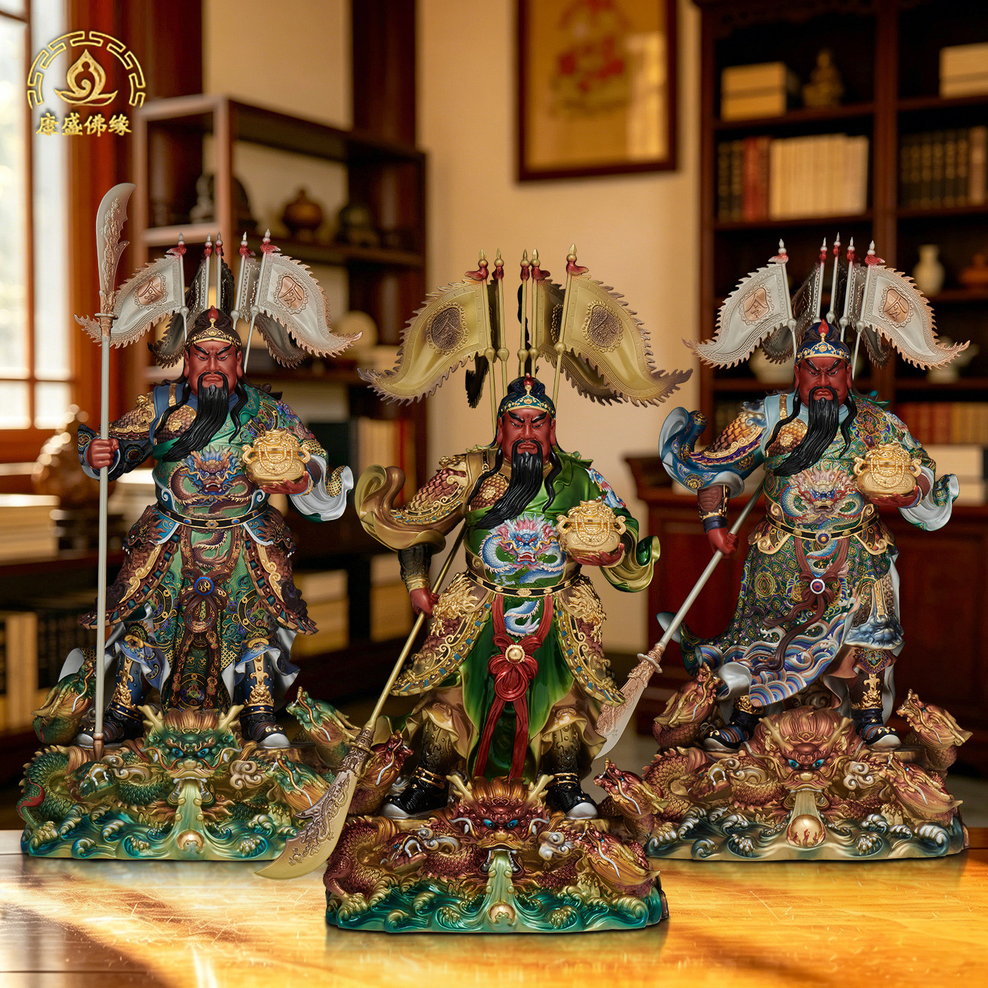 九龙关公神像武财神摆件黄铜招财