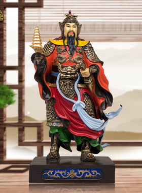 托塔李天王神像纯铜中式客厅彩绘