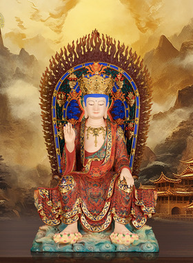 天官弥勒佛铜像黄铜极彩佛堂摆件