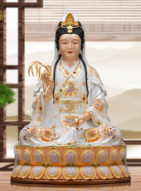 观世音菩萨铜像纯铜中式客厅摆件