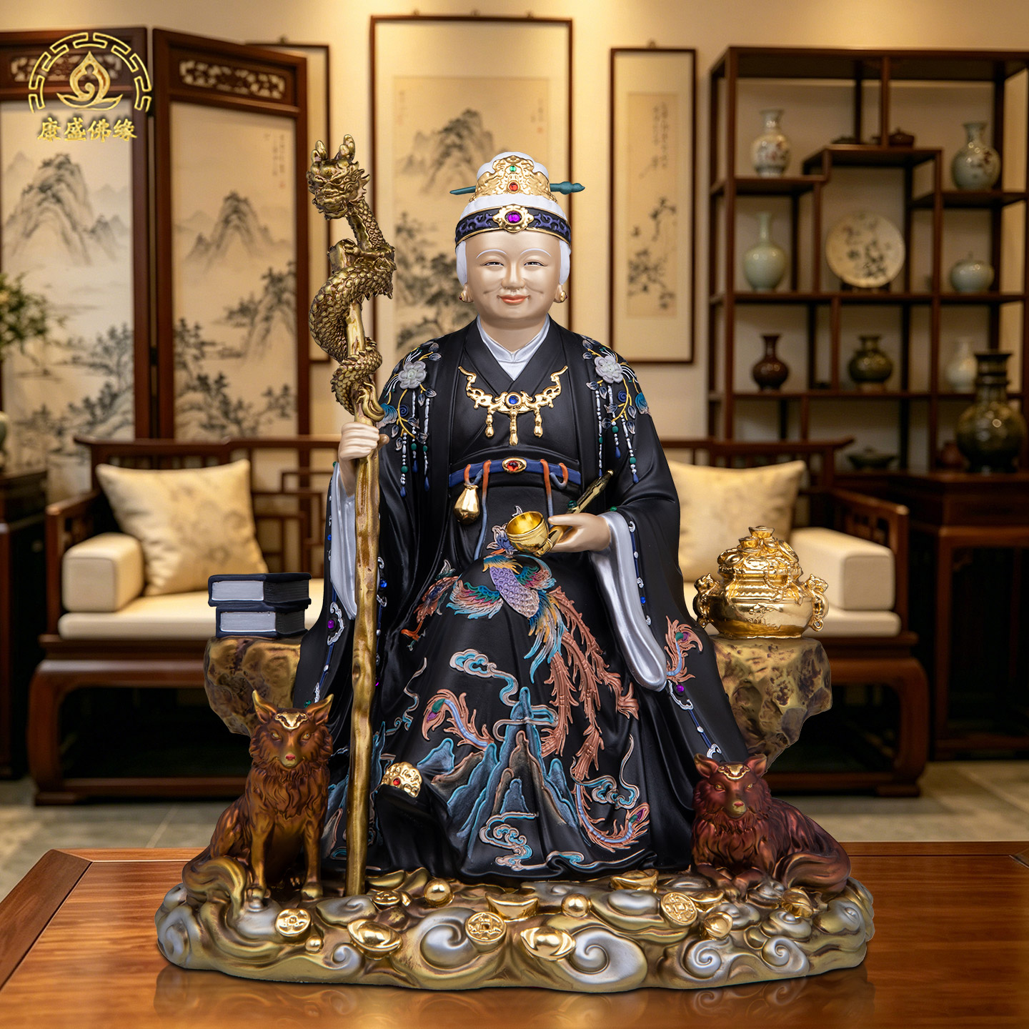 新款坐山黑老太神像雅光彩黑妈妈真身铁刹山黑老太太东北堂口摆件