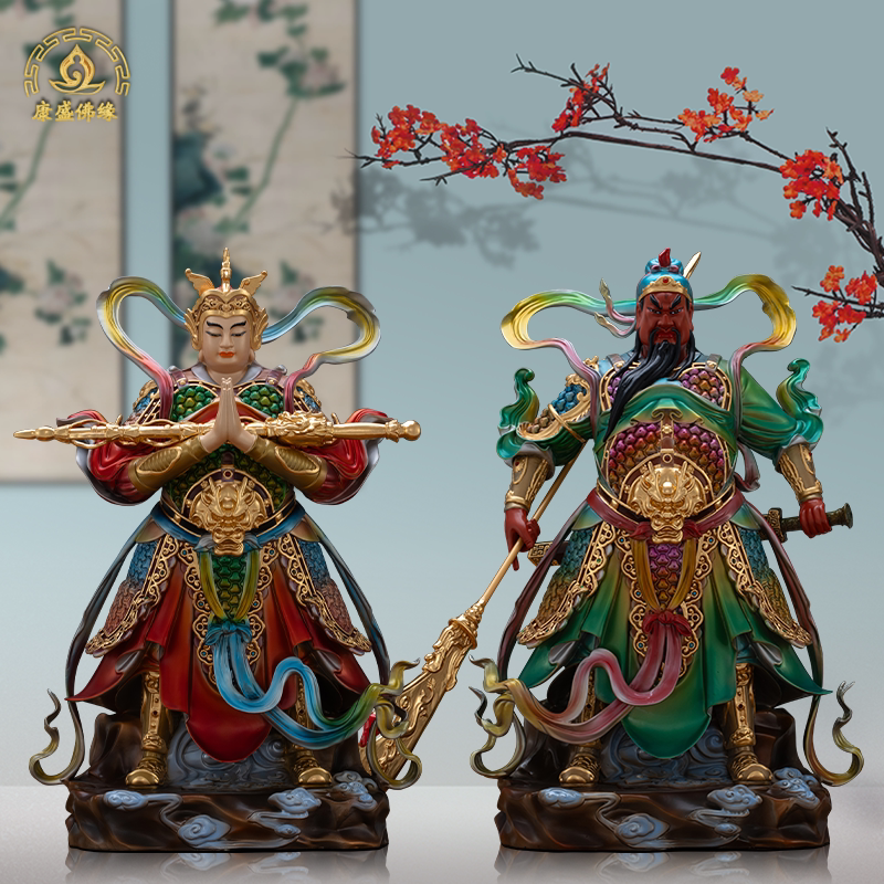 关公财神韦陀菩萨佛像家用纯铜伽蓝关公降魔吉祥韦驮护法铜像供奉