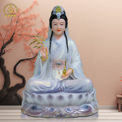 汉白玉妙善观音菩萨佛像中式佛堂