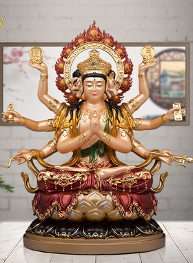 斗姆元君像纯铜古彩客厅玄关摆件