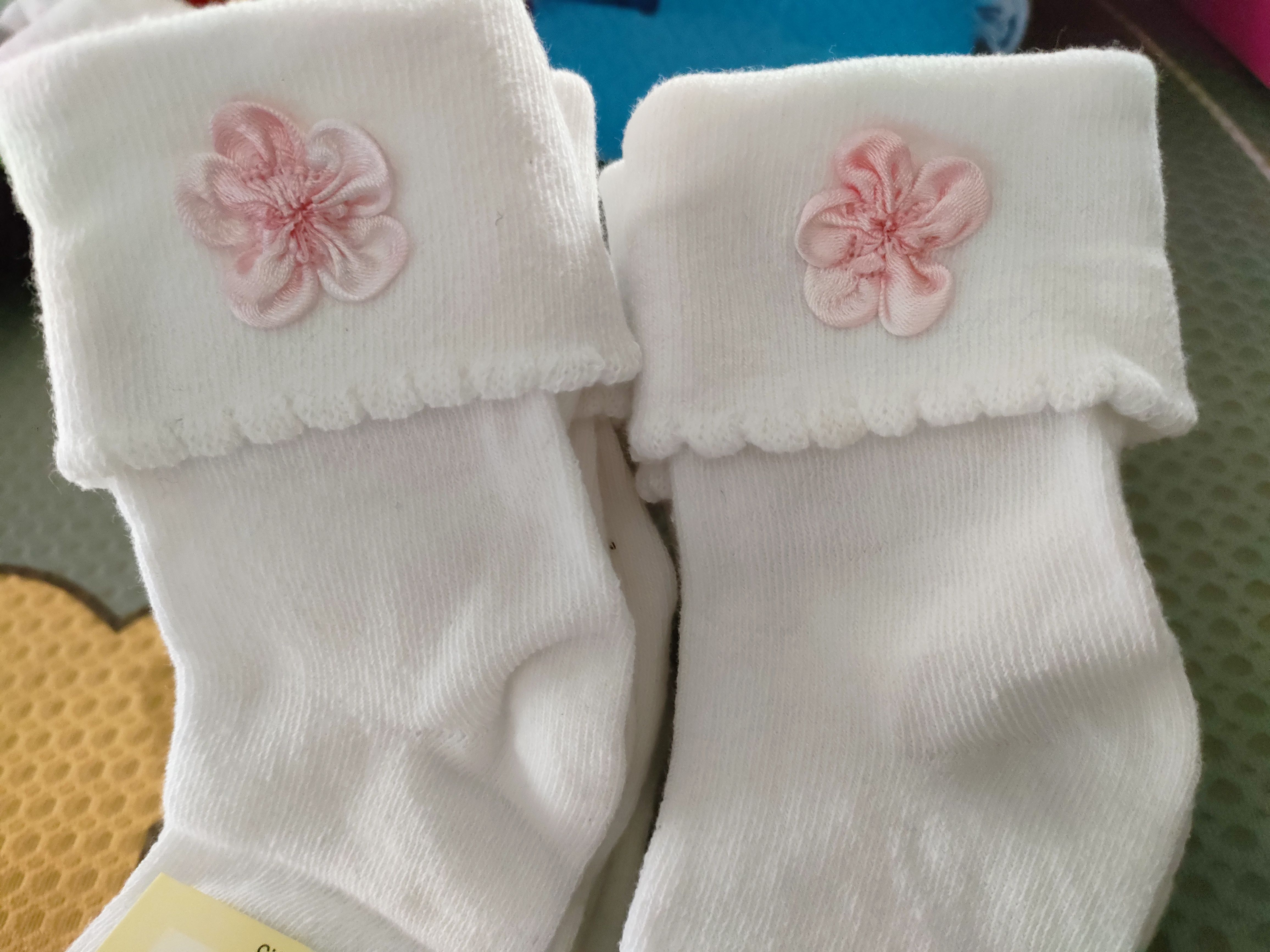 天忆家女童白色花边 小花全棉公主袜子2-4岁 12.9元10双清仓包邮